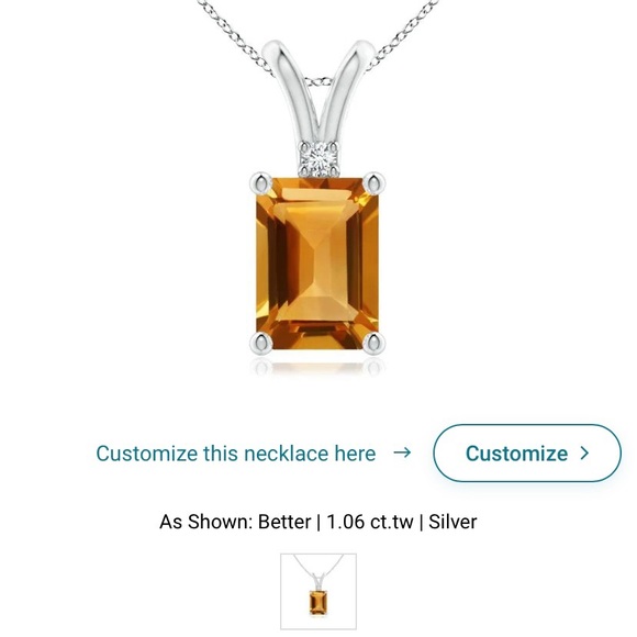 ANGARA Emerald cut citrine pedant - Picture 5 of 5